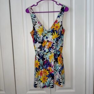 Le Cove women’s Floral One Piece Swimsuit dress - Yellow and Blue 14